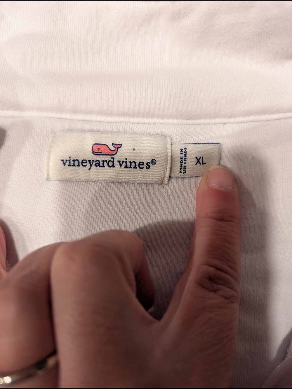 Vineyard Vines White Quarter-Zip Pullover with Navy Accents - Picture 4 of 7